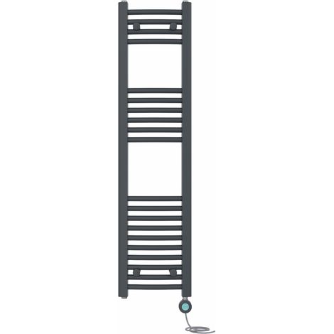 Prefilled Electric Heated Towel Rail Radiator Curved Thermo Smart WiFi 1200x300mm Anthracite (1/5)