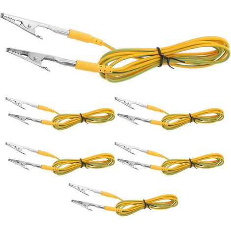 Cinq fils de mise à la terre antistatiques avec pinces, utilisés pour la protection des équipements électriques. (1/5)