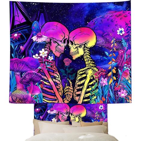 CSPARKV Skeleton Tapestry - Tapestry for Skeleton Lovers, Halloween Tapestry, Cool Gothic Poster, Wall Decor, Skeleton Tapestry for Living Room, Dorm (1/5)