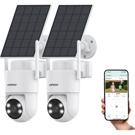 Caméra extérieure sans fil, résolution 2K, alimentée par énergie solaire, 2 PCS (1/5)