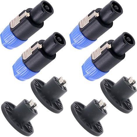 Attraktives 8er-Pack Neutrik Speakon-Buchsen NL4FC, NL4FX, NLT4X, NL2FC, NA4LJ – Drehverriegelung – kompatibel mit Twist-Lock-Klinkensteckern – 4 runde Pole (1/5)