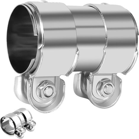 Collier Manchon Raccord Echappement, 50x95mm Connecteur de Tuyau Collier D'échappement, Borne de Tuyau D’échappement Diamètre, Collier de Serrage Silencieux Echappement Voiture en Acier Inoxydable (1/5)