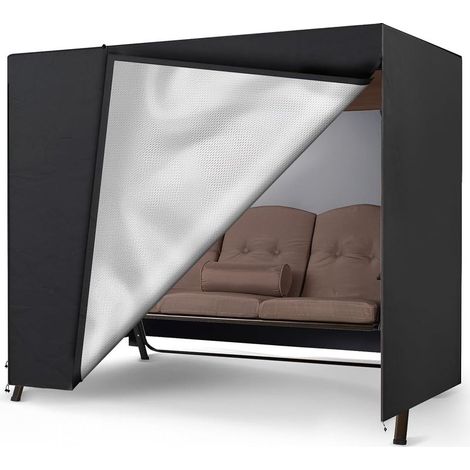 Protective cover for 3-seater rocking chair, 210D Oxford rocking chair cover, UV-resistant, winterproof, durable, for garden furniture (220 x 140 x 170 cm, black) (1/5)