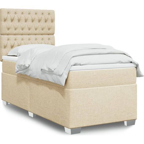 Boxspringbett mit Matratze Creme 90x190 cm Stoff (1/5)