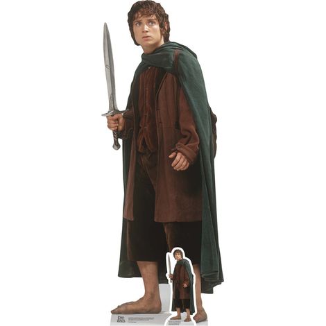 Figurine en carton - Frodon vêtu de marron et d'une cape verte - Le Seigneur des Anneaux - Haut 134 cm (1/5)