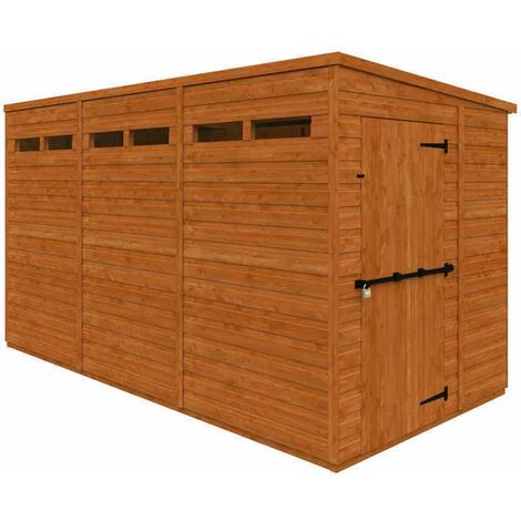 12x6 Flex Pent Security 12mm Flex - L353.8 x W175 x H203 cm - Solid Wood/Softwood/Pine - Burnt Orange