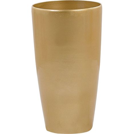 Vaso da Fiori Dorato Moderno di Pietra con Fibra di Vetro 32 x 32 x 58 cm Tseria