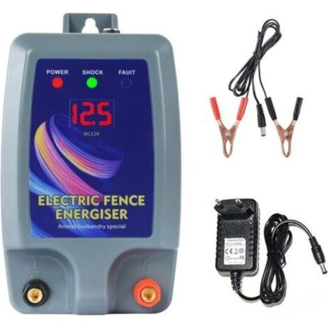 Électrificateur de clôture électrique, Kit de clôture électrique, clôture électrique pour bétail, 2 modes d'alimentation pour élevage