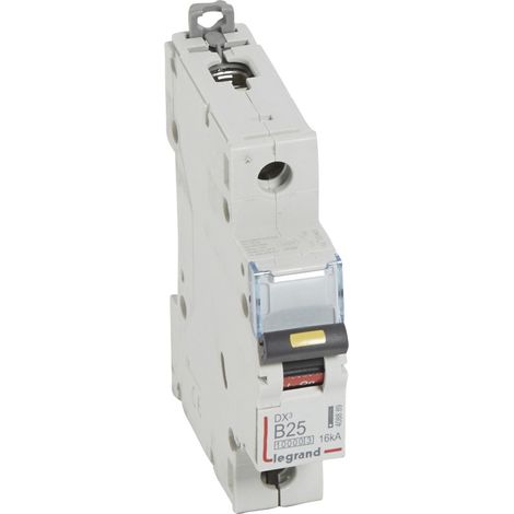 Disjoncteur DX³10000 16kA arrivée haute départ bas à vis 1 Pôle 230V à 400V 25A courbe B 1 module LEGRAND 408889 (1/2)