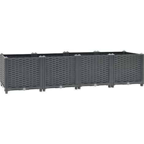 Fioriera rialzata per piante e fiori giardino 160 x 40 x 38 cm polipropilene grigio scuro 020000918