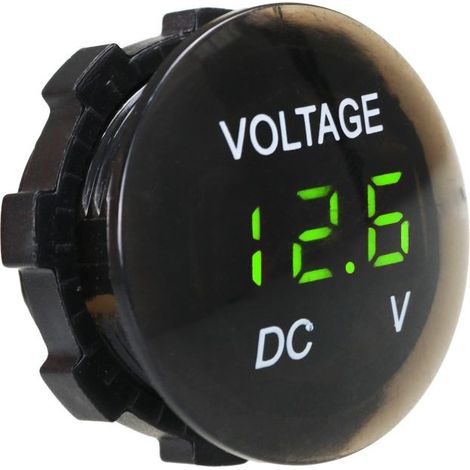Voltmètre imperméable,Mini testeur de tension à affichage numérique DC 12V-24V Testeur à LED pour Voiture Moto Auto Truck Campervan (Vert) (1/3)