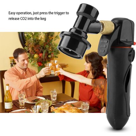 Tragbarer Bierzapfer mit wiederaufladbarem CO2-Injektor für Heimfässer, schwarzem Handladegerät und Druckpumpe für den Zapfdruck. (1/5)