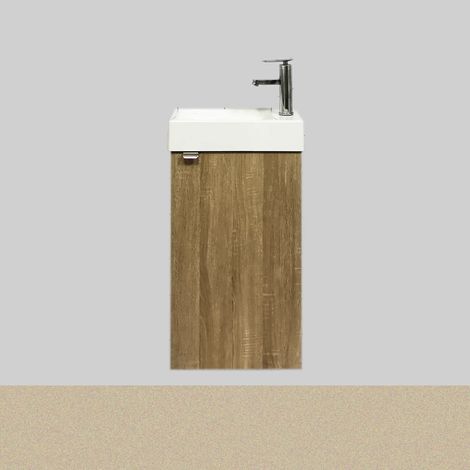 Meuble de Salle de Bains avec vasque/lavabo Lave main à suspendre Ana 40 chêne (1/5)