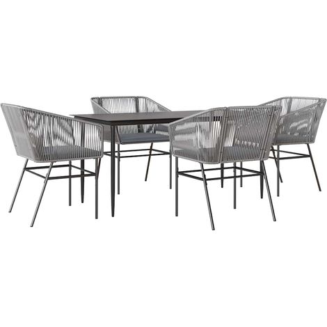 Maison Exclusive - Juego comedor jardín 5 pzas cojines ratán sint (1/5)