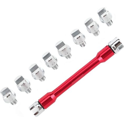 Clé à Rayons Moto CNC 5.0-6.8 Longueur 93mm Rouge pour Réglage de Roues (1/5)