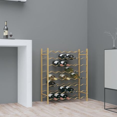 vidaXL Portabottiglie per 48 Bottiglie Metallo Oro (1/5)