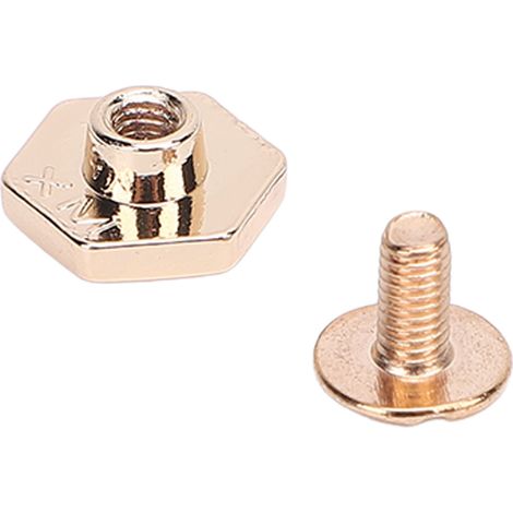 50 Sets 10-mm-Nieten und -Zapfen, Metallbefestigung, Sechskantnieten, Schlitz-Rundkopfschrauben-Set für Lederhandwerk, Bekleidungsdekoration, Hellgold (1/5)
