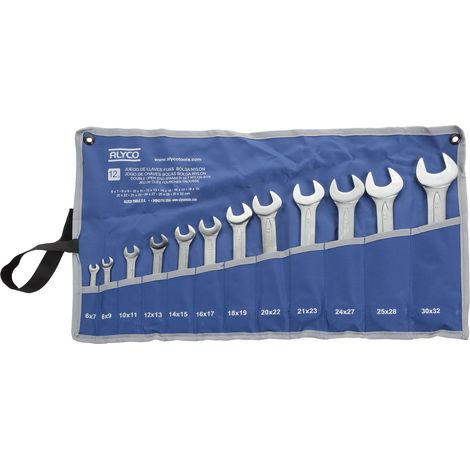 Juego de 12 llaves fijas de 2 bocas 6x7-30x32 mm en bolsa de nylon ALYCO (1/5)
