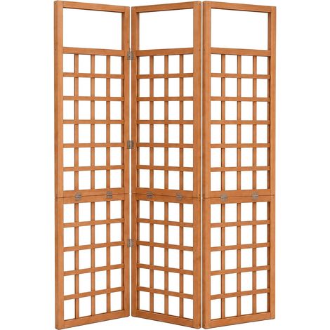 Relaxdays Trellis, HxW: 180 x 121 cm, fir wood privacy screen for garden & balcony, climbing plant support, brown (1/5)