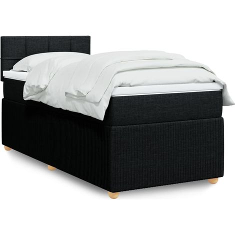 Lit simple - 100x200 cm, Sommier à lattes de lit avec matelas Noir Tissu WFE792798 Maison Chic (1/5)