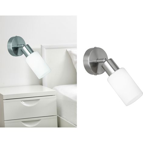 LED Wandstrahler Silber mit Glasschirm Opalweiß, Breite 8cm (1/5)