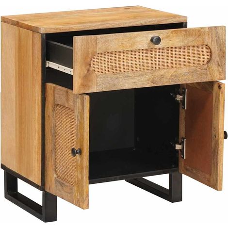 Cabinet de chevet Naturel 50 x 33 x 60 cm Bois de mangue massif (1/5)