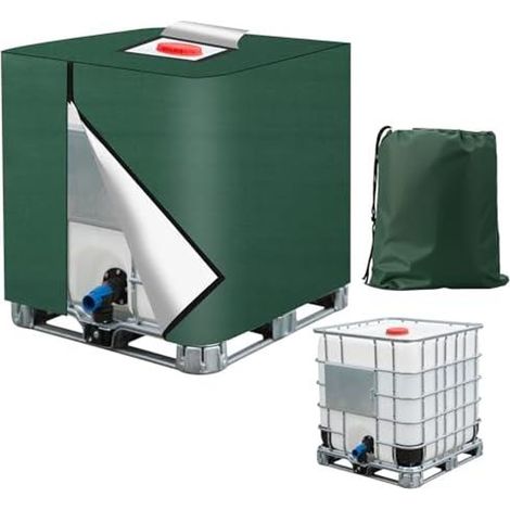 IBC Tank Abdeckung1000L,420D IBC Container Abdeckung,IBC Abdeckung 1000L – UV-Schutzplane , Wetterfest & Staubdicht Mit Aufbewahrungstasche ( 120x100x116 cm) (Grün) (1/5)