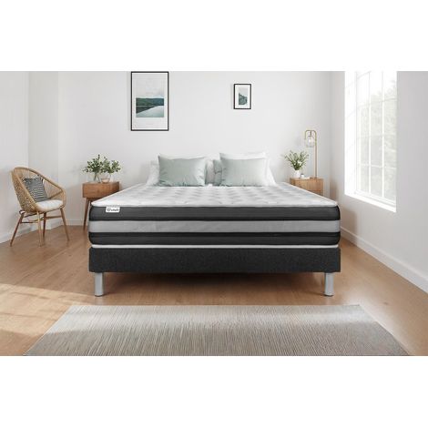 Ensemble matelas sommier VITALSPRING ZEN 90 x 200 cm - Couleur : Noir (1/5)