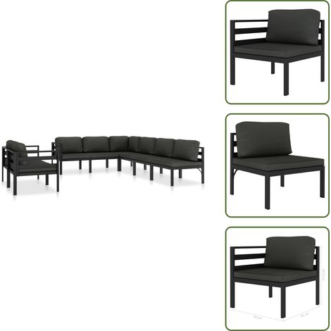 8-tlg. Garten-Lounge-Set mit Kissen Aluminium Anthrazit - Alu Loungesessel - Gartenloungeset - Outdoor Möbel - Sofa Set - Balkonmöbel (1/5)