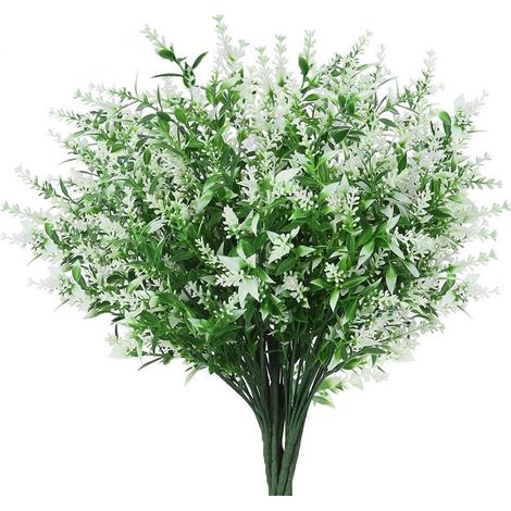 Lot de 6 bouquet lavande, fleur soie résistant UV, plante plastique réaliste, décoration jardin maison (1/5)
