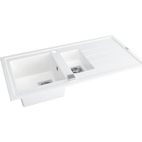 Carea Cuisine & Bain – Évier à encastrer 1,5 bac Carealith® – Réversible 98x50x18 cm – Résistant à la chaleur jusqu'à 300°C – Garantie 7 ans