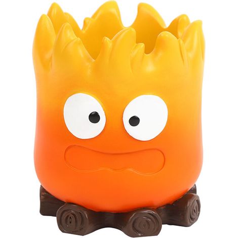 Porte-stylo en forme de flamme de dessin animé, boîte de rangement grande capacité. (1/3)