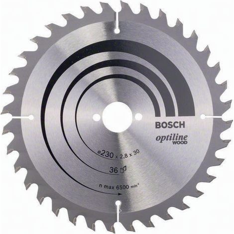 Lame de scie circulaire Optiline Wood 230x30x2,8mm 36 dents - BOSCH - 2608640628