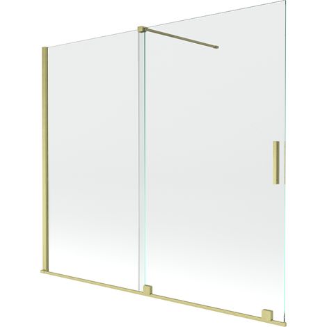 Mexen Velar écran de baignoire à 2 ailes coulissante 180 x 150 cm, transparent, or brossé - 896-180-000-01-55