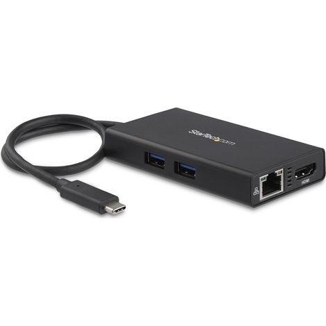 StarTech.com Adaptateur Multiport USB-C - Mini Station d'Accueil USB-C avec 4K HDMI - 60W Power Delivery Pass-Through, GbE, 2x USB-A 3.0 Hub - Mini Dock USB Type-C pour Ordinateur Portable