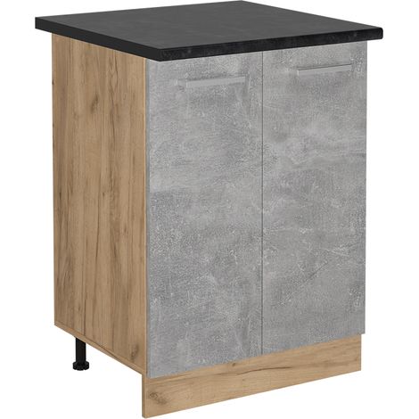 Meuble bas de cuisine R-Line, Béton, 60cm, PT Anthracite, Vicco