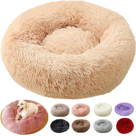 Lit rond pour chat et chien Donut moelleux, lavable, 40cm Jaune