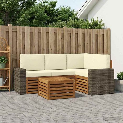 vidaXL Outdoor-Sofagarnitur 5 pcs Natur und Creme 59 x 59 x 37 cm (1/5)