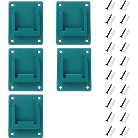 5 Pièces Support Mural, Outils Électriques, ABS PC Bleu, Vis Bouchons Inclus, Pour Bosch Makita 14,4V 18V, Atelier Garage (1/5)
