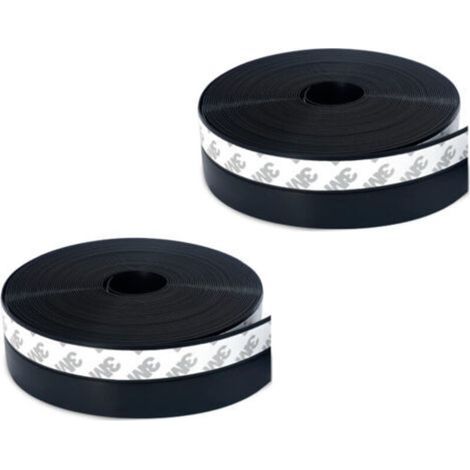 Joints en silicone, lot de 2, joints autocollants pour bas de porte et fenêtre, noirs, résistants à la poussière, aux intempéries, insonorisés - (10 m × 35 mm x 10 m) (1/4)