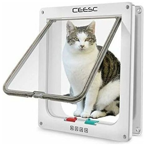 Green Mobility-3 Taille 4 Positions Chatière Chat Chien Serrure Verrouillable Rabat Porte Trappe pour Animaux de Compagnie (XL: 25 5.527.7cm , blanche) (1/4)