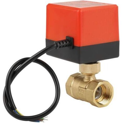 DC 12-24V G3 / 4 "DN20 Vanne électrique à bille motorisée à 2 voies en laiton pour contrôle de débit, vanne à bille motorisée, vanne à bille motorisée en laiton avec faible bruit de fonctionne (1/5)