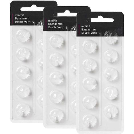 Bouchons d'oreille compatibles avec les aides auditives Oticon Fit à double ventilation des basses : lot de 3 (10 mm), bouchons d'oreille universels, compatibles avec les aides auditives Oticon (1/5)