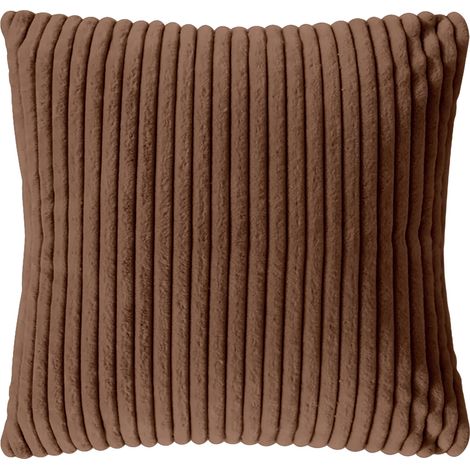 Cuscino In Ciniglia Quadrato Anima Compresa 50 x 50 Con Zip Fodera Moderna Super Morbido Per Divano Camera Letto Copri Cuscini Con Imbottitura Marrone (1/5)