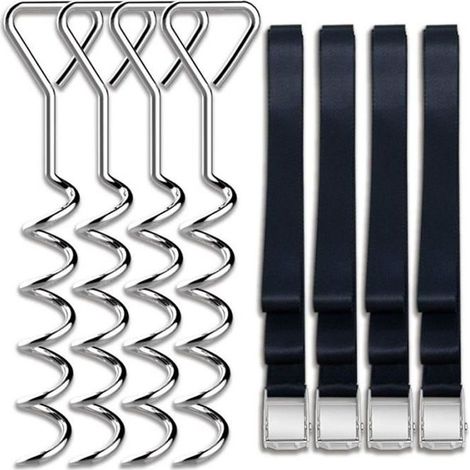 Kit d\'ancrage en acier pour trampolines robustes - SODIAL - Noir et argent - 18  5  42cm (1/4)