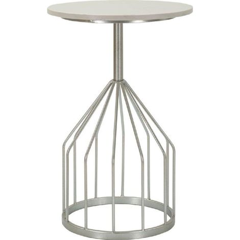 Mesa auxiliar Mauro Ferretti plateado mármol 38 cm