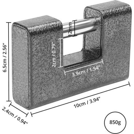 Cadenas Exterieur Ultra Robuste avec 4 Clés - Gros Cadenas Monobloc en Acier Solide Trempé - Manille de 12mm d’Épaisseur - Protège Portes de Garages. Containers. Barrières et Entrepôts (1/4)