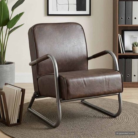 vidaXL Fauteuil marron cuir véritable (1/5)