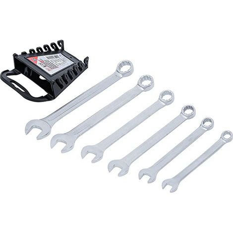Bgs Technic – Jeu de 6 clés mixtes 3/8 à 11/16 – Acier chrome-vanadium – Empreinte 12 pans – Extrémités coudées à 15° – Support pliable inclus (1/4)