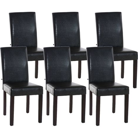 Set di 6 sedie da pranzo in finta pelle Ina marrone marrone scuro (1/5)